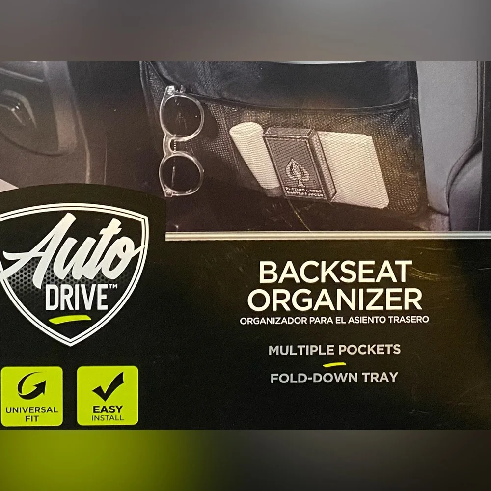 Auto Drive Universal Black Multi-Pocket Backseat Organizer